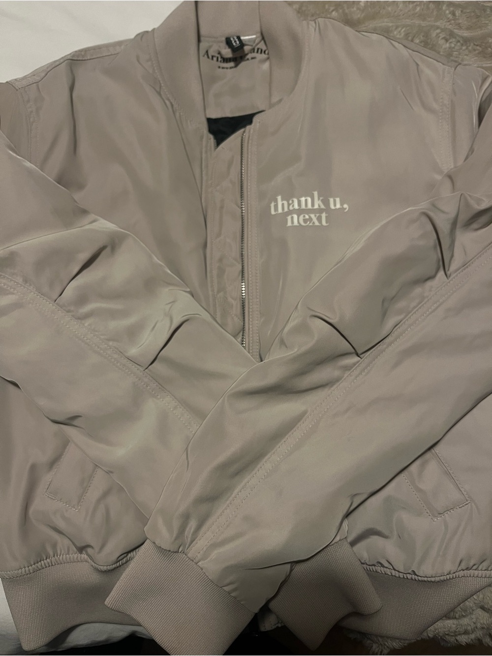 Ariana grande Thank U, Next Bomber Jacket - Taupe